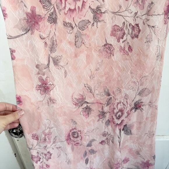 VTG Believe Ballet Pink Floral Fairy Garden Ruffle Midi Dress Romantic Size 10 - Picture 8 of 15